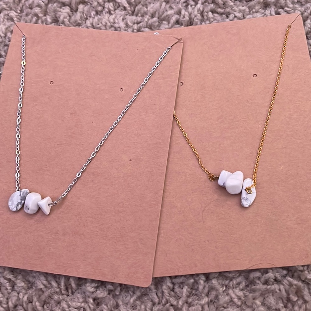 silver and gold marble crystal necklaces